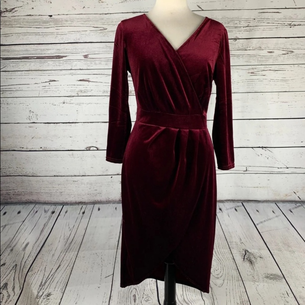 V Neck Velvet Short Dress Medium
